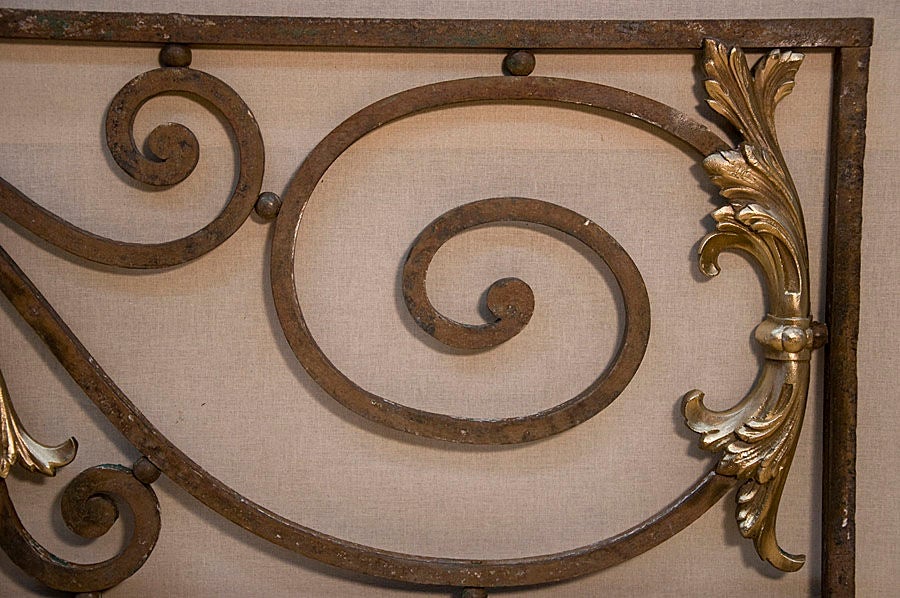 French Panel 19th Century Wrought Iron and Bronze 