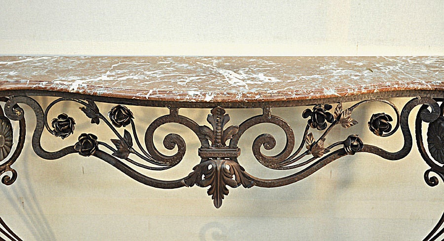 Wrought Iron And Marble  Console Table
