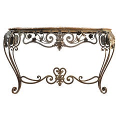 Wrought Iron And Marble  Console Table