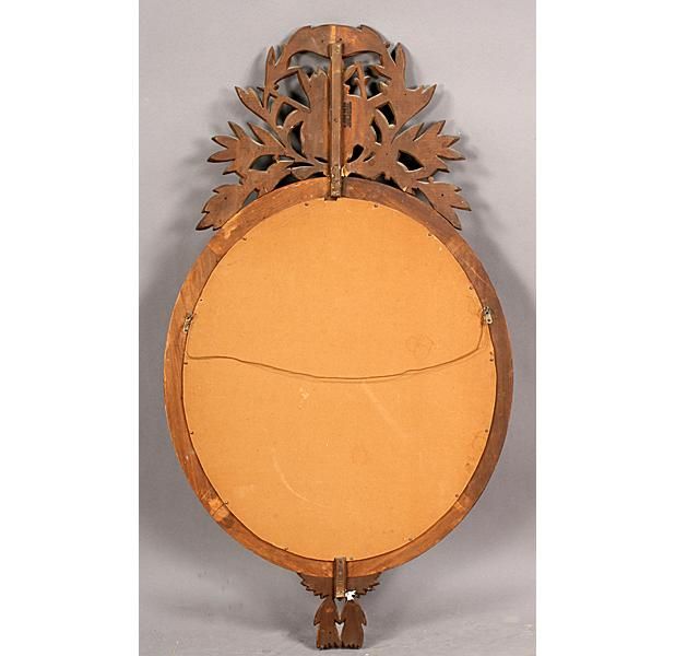 American CLOSING SALE Mirror Hand-Carved M. Grieve Co with Trophe'  Carving For Sale