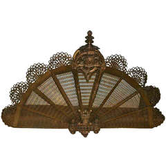 Antique Turn of the 19th Centur;y Bronze Fireplace Screen Fan Form
