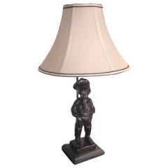 Vintage Composition Boy Smoking Pipe Table Lamp