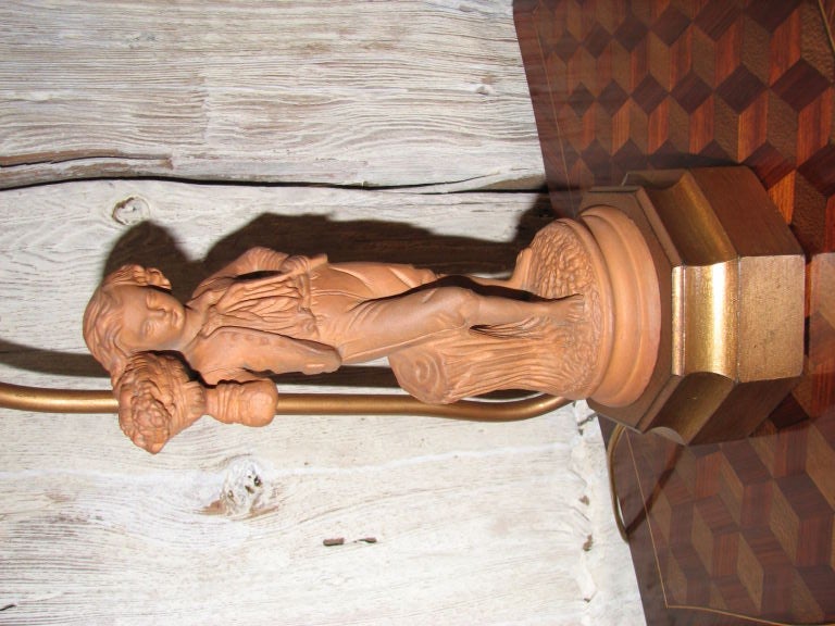 19th Century French Terracotta Figurine Lamp