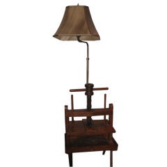 Late 19th Century Wooden Book Press Made Into Custom Lamp