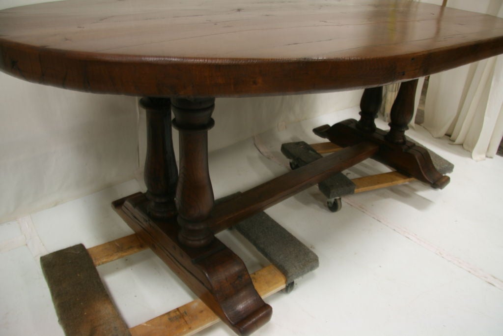 Louis XIV Table, Early 19th Century Oval Monastary Trestle