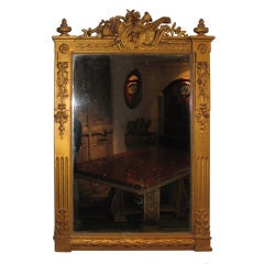 19th Century French Carved Wood Mirror with Musical Trophe'