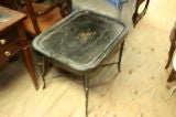 19th Century French Tole Tray with Custom Stand