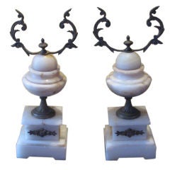 Pair of 19th Century French Marble and Bronze Cassolettes