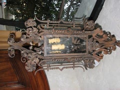 19th French Iron Lantern, 6-sided, 3 lights( newly electrified)
