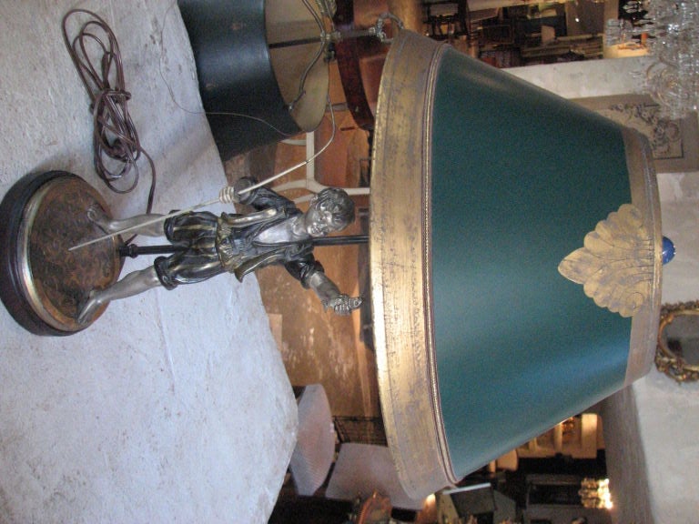 19th Century French Spelter Figurine of Fisherman Lamp