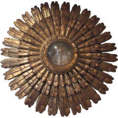 Fabulous 26'' diameter Italian gold gild carved wood sunburst