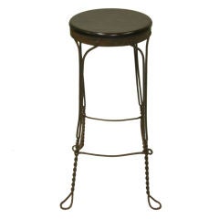 Antique Early 1900's Iron Bar Stool with New Top
