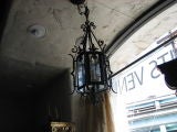 19th Century French Iron Lantern With Seeded Glass rewired