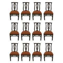 Antique Set of 8 Chippendale Style Mahogany Chairs, Early 1900s