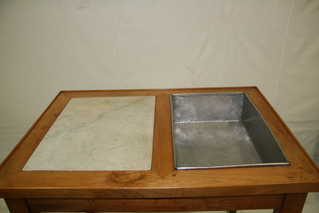 19th Century French Butler Prep Table with Nickel Reservoir