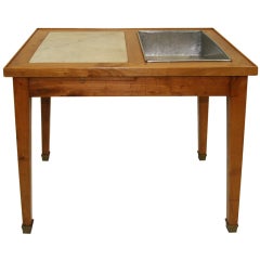 19th Century French Butler Prep Table with Nickel Reservoir