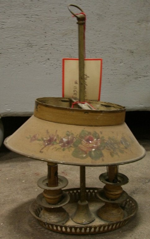 19th Century Tole Lamp (now cleaned and wired with wax candlesleeves)