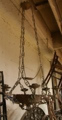 19th C. French Iron Chandelier From a Church