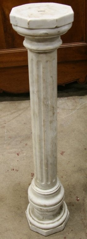 White Marble Pedestals(columns) Having Rounded Tops and Fluted Columns