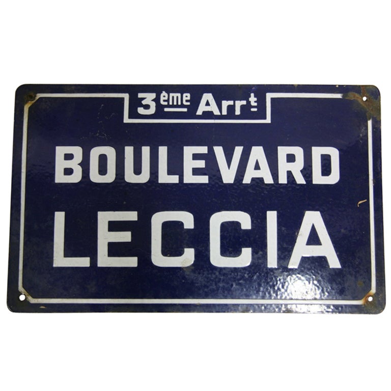 19th Century French Antique Street Sign
