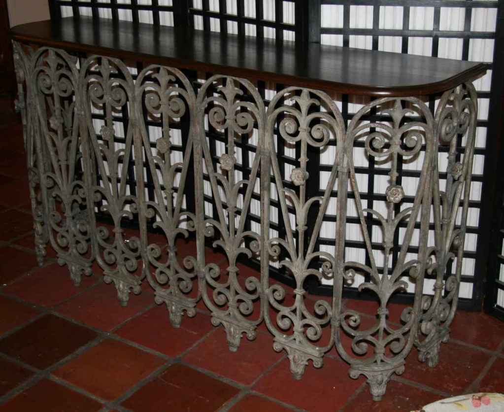 French 19th Century Iron Balcony Pieces Made into a Console