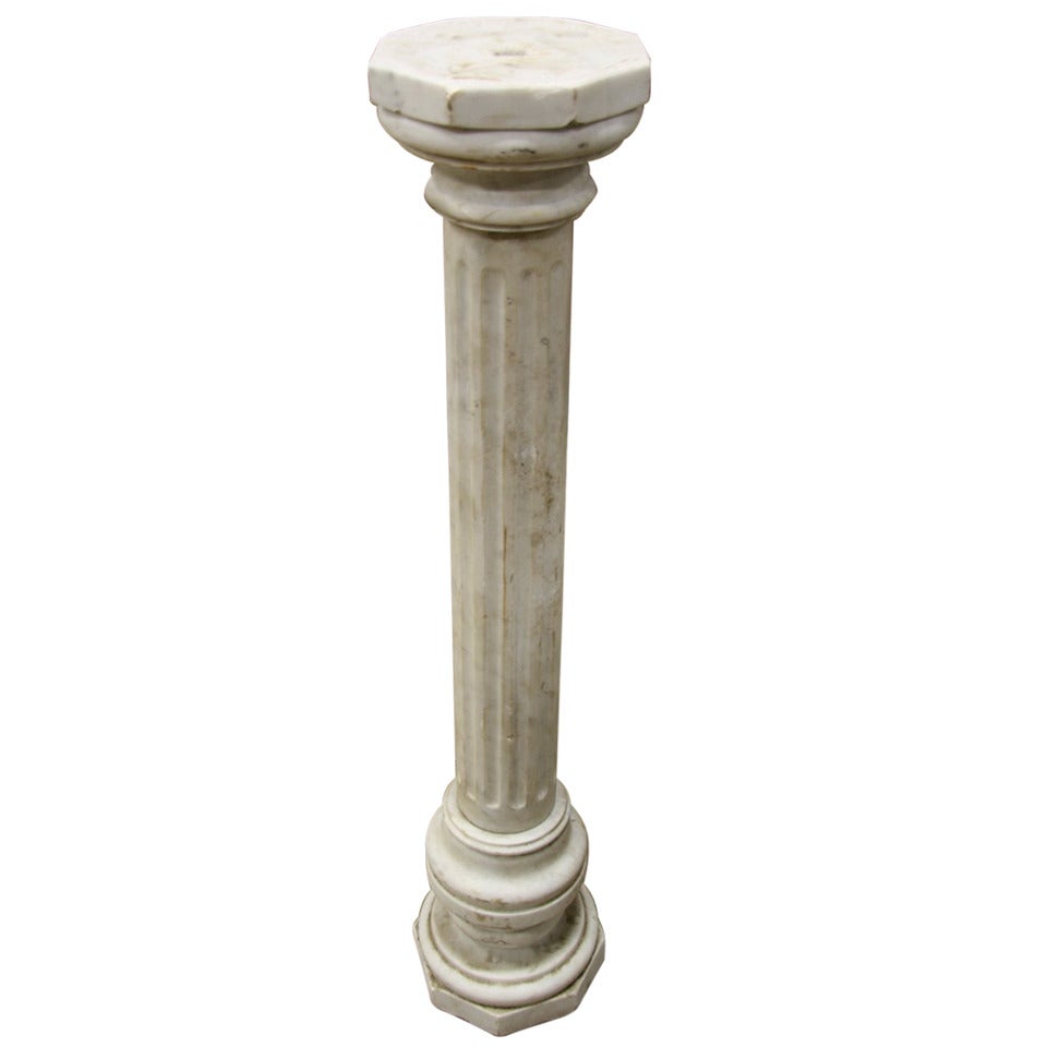 White Marble Pedestals(columns) Having Rounded Tops and Fluted Columns