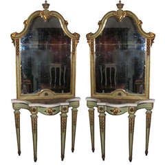 Console and Mirror  18th Century Parcel Gilt Two Available
