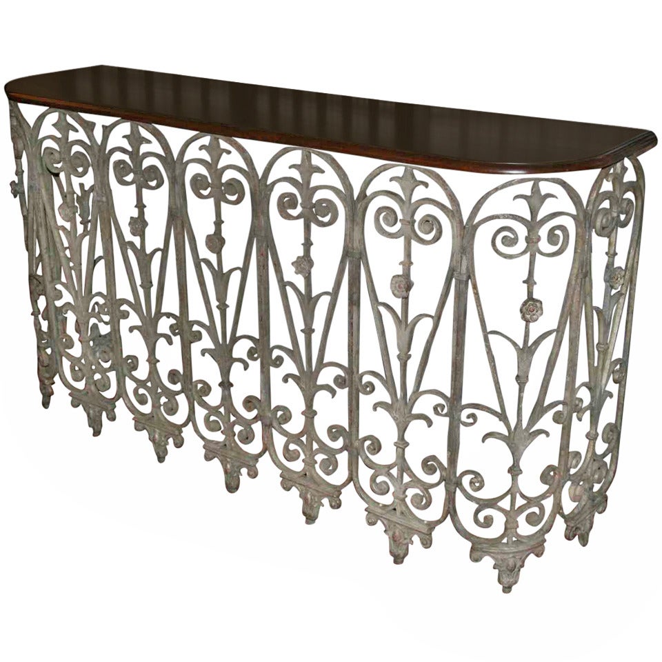 French 19th Century Iron Balcony Pieces Made into a Console