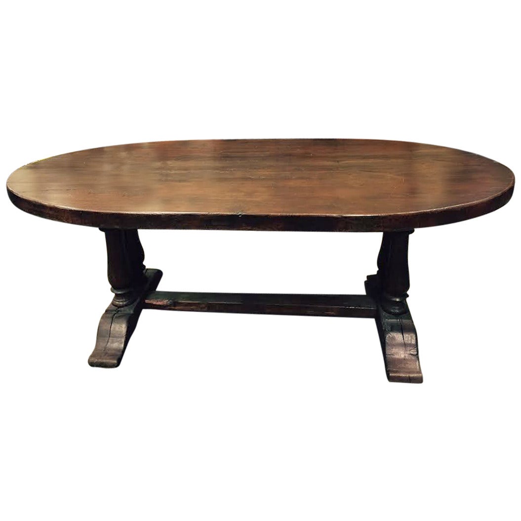 Table, Early 19th Century Oval Monastary Trestle