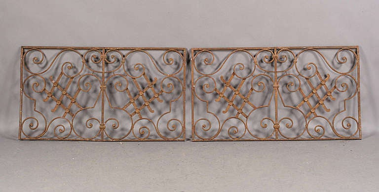 19th Century Regency Style Wrought Iron Balcony Panel   only one available