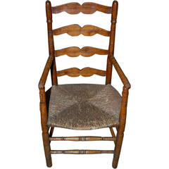 Antique Early 19th Century French Ladderback Armchair