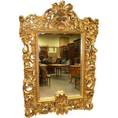 Extraordinary 20th Century Carved Wood Mirror