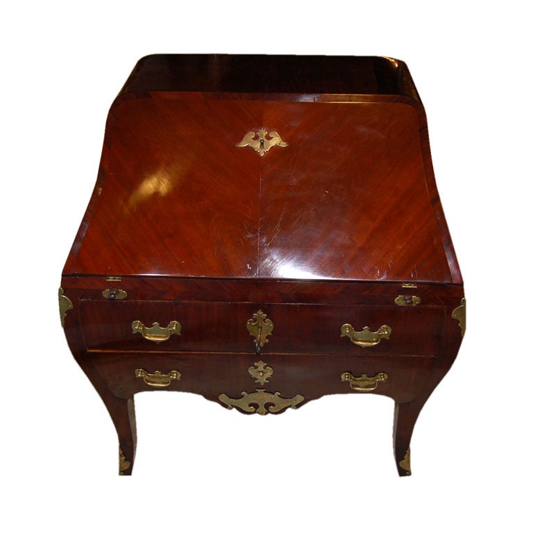 CLOSING SALE  Desk  Signed Rococo Mahogany with Original Hardware, circa 1760 For Sale