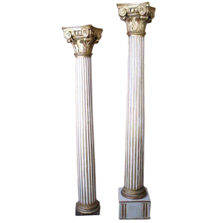 CLOSING SALE  Columns Pair of 18th C. French Fluted Corinthian Pillars  For Sale