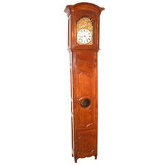 French Grandfather Clock with Cherry Case from Late 18th Century