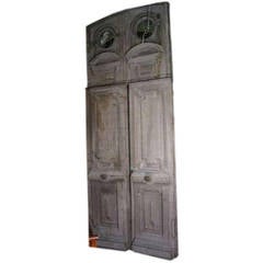 18th Century French Oak Parisian Entry Way Doors with Wrought Iron