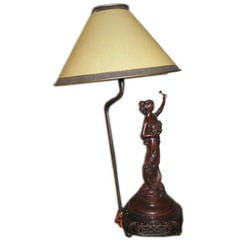 Antique 19th Century Spelter Figurine Lamp