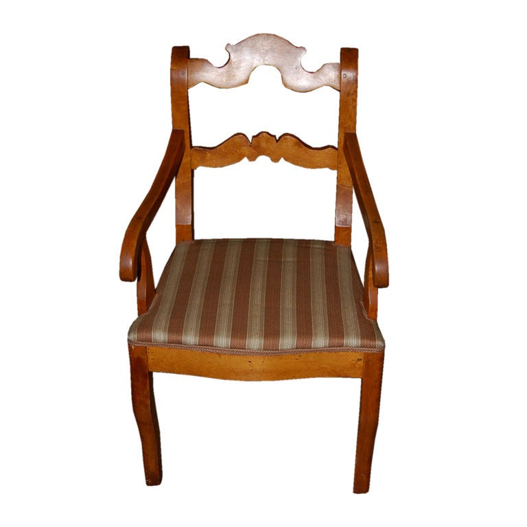 CLOSING SALE Arm chair, circa 1825 Biedermeier Birch For Sale