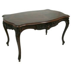 19th Century French Mahogany  Table with Two Drawers