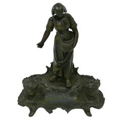 19th Century Spelter Ink Well