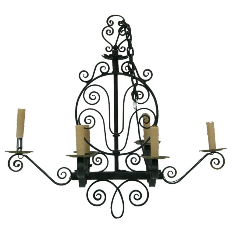Chandeliers And Lamps Rewired : Early s french iron chandelier rewired at stdibs