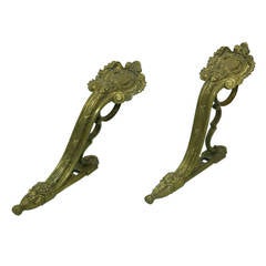 Pair 19th Century French Brass Curtain Rod Holders