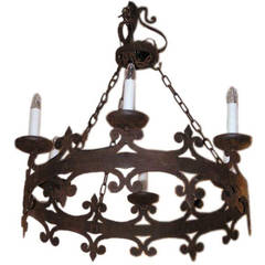 1990s French Iron Chandelier