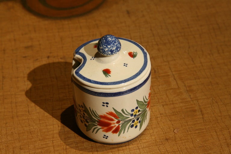 French Henriot Quimper Mustard Jar Faience