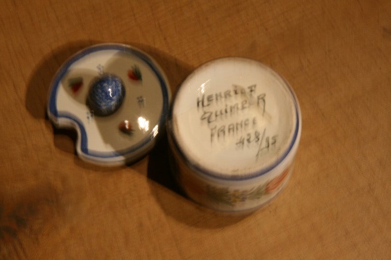 20th Century Henriot Quimper Mustard Jar Faience