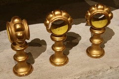 Antique Set of 4 Gold Dore' Curtain Rod Holders