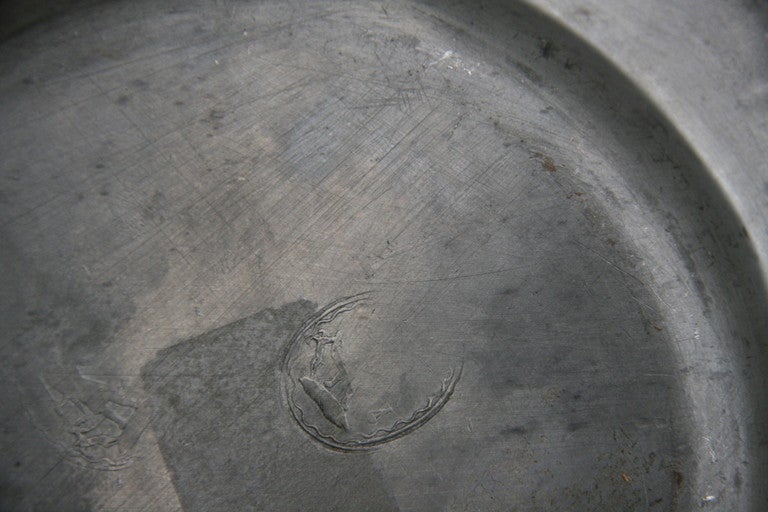18th Century Pewter Plate with Marking