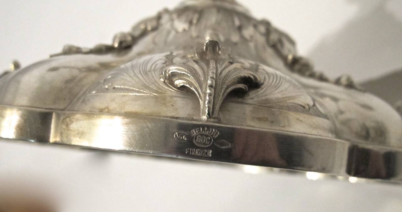 Pair of 19th Century Italian Silver Candelabrum 6