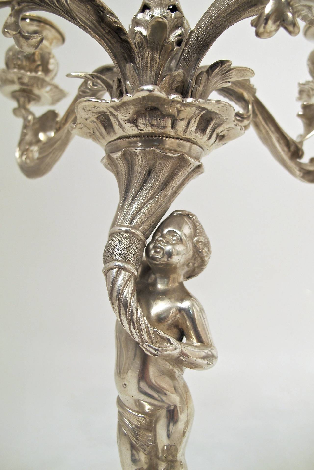 Pair of 19th Century Italian Silver Candelabrum In Excellent Condition In San Francisco, CA