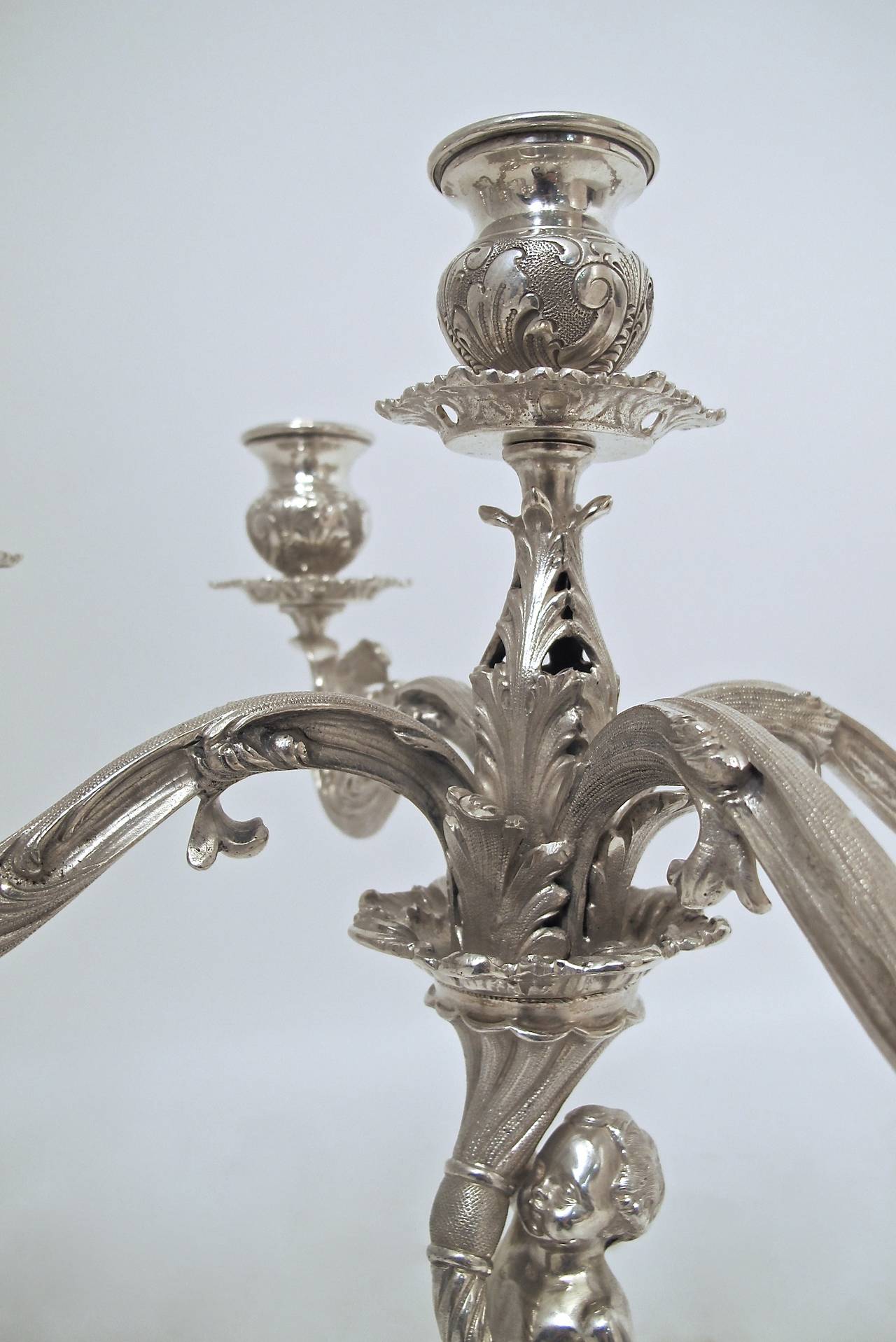 Pair of 19th Century Italian Silver Candelabrum 4